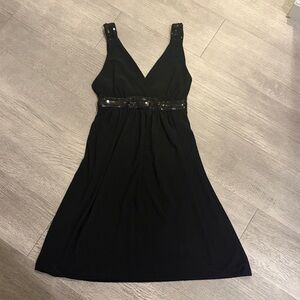 Wet Seal Black Midi Dress with Embellished Waist